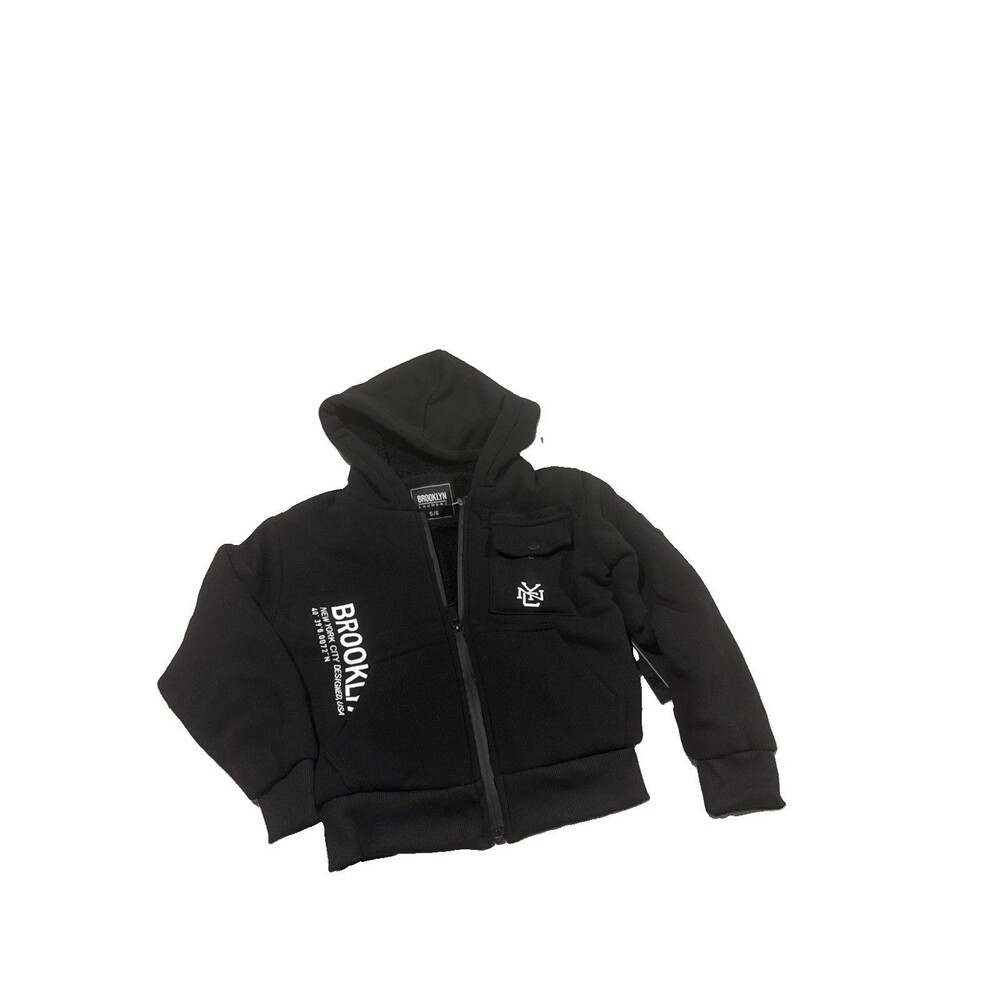 Brooklyn Laundry Black Full Zip Fleece Lined Hooded Jacket Boys Size 5/6 Years